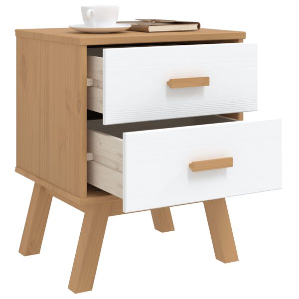vidaXL Bedside Cabinet White and brown