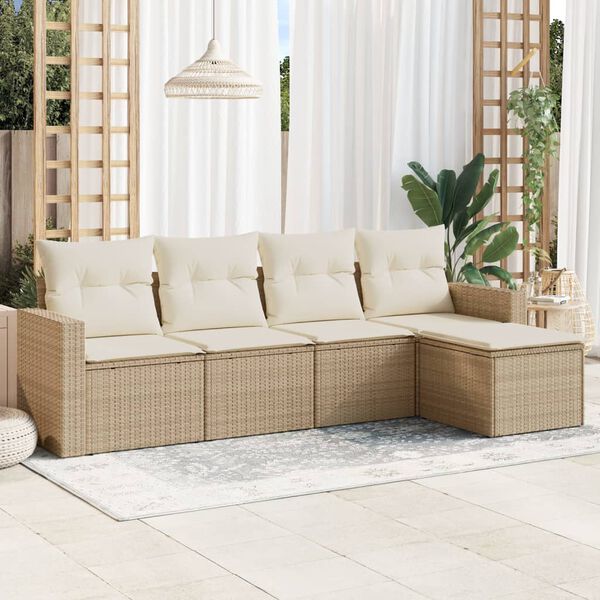 vidaXL Garden Sofa Set Beige PE rattan
