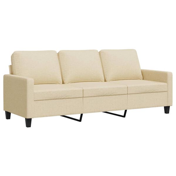 vidaXL 3-seater Sofa Cream Fabric (100% polyester), Metal, Textilene
