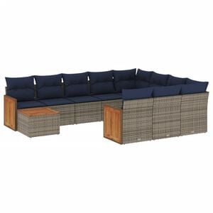 vidaXL 11 Piece Patio Sofa Set with Cushions Gray Poly Rattan