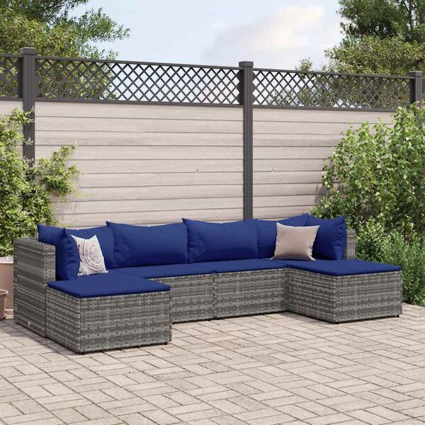 vidaXL Patio Lounge Set Gray PE rattan, powder-coated steel Medium