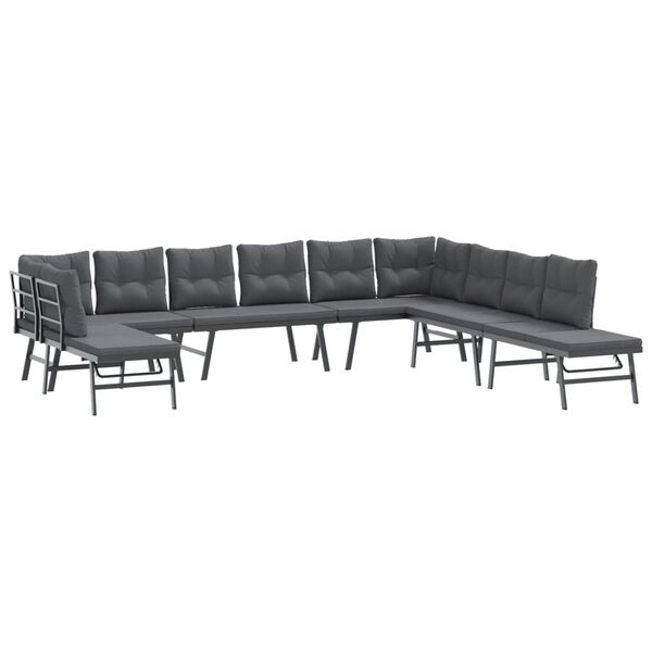 vidaXL Bench Set Black, Anthracite Powder-coated steel, polyester Large