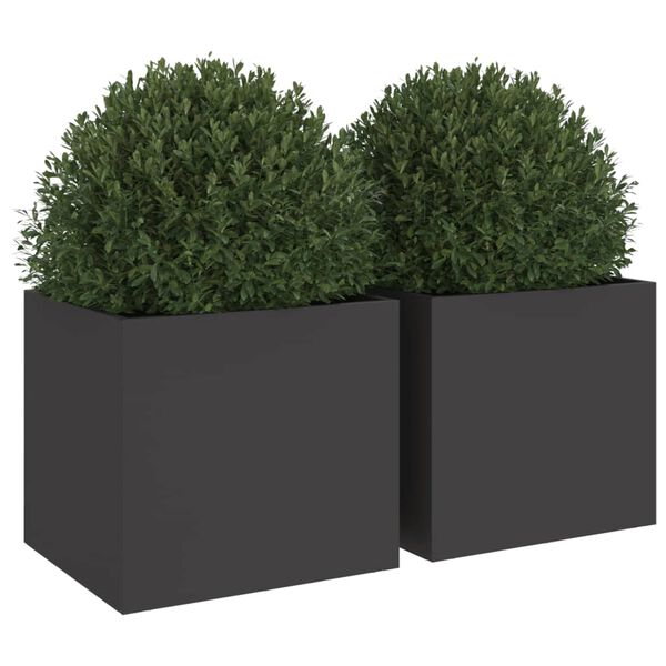 vidaXL Planter Set of 2 Black Cold-rolled steel Medium Durable