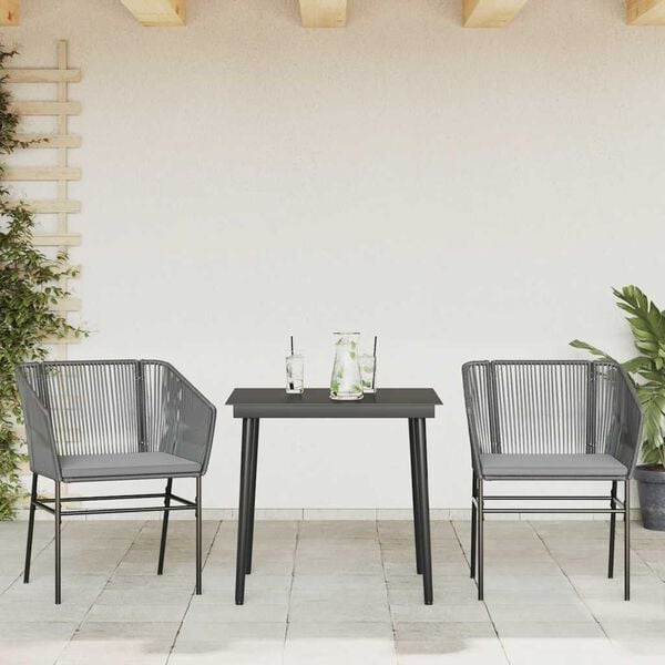 vidaXL Garden Dining Set Gray Poly rattan 2-seater Removable Covers