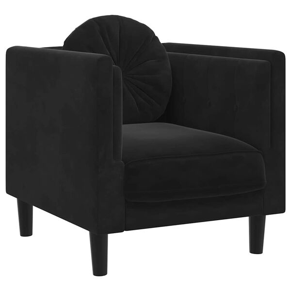 vidaXL Sofa Chair Black Velvet (100% polyester), plywood, solid wood