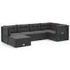vidaXL Garden Lounge Set Black Poly Rattan, Powder-Coated Steel, Polyester