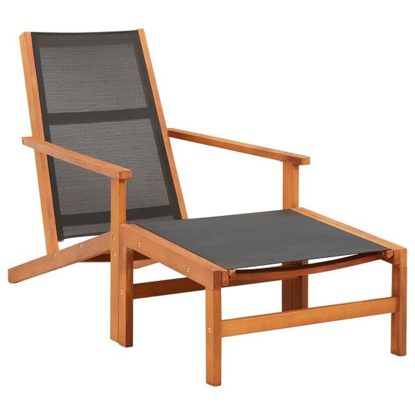 vidaXL Garden Chair Black Solid eucalyptus wood Regular size
