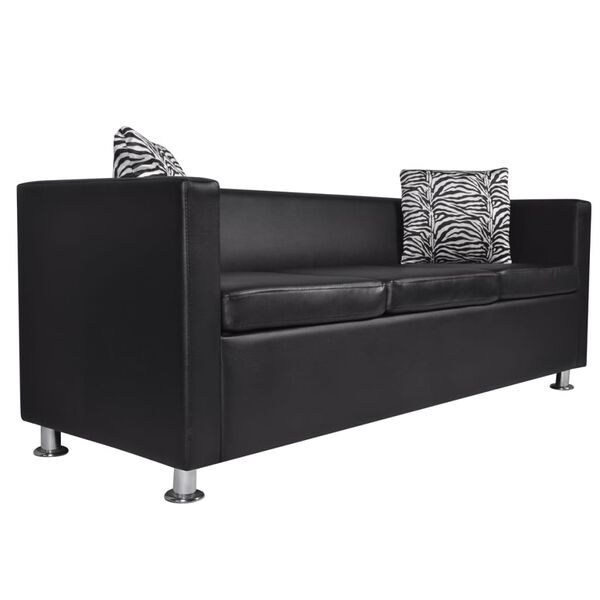 vidaXL Sofa Set Armchair 2-Seater 3-Seater Black Faux Leather