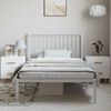 vidaXL Bed Frame White Powder-Coated Steel Twin Metal Bed Frame