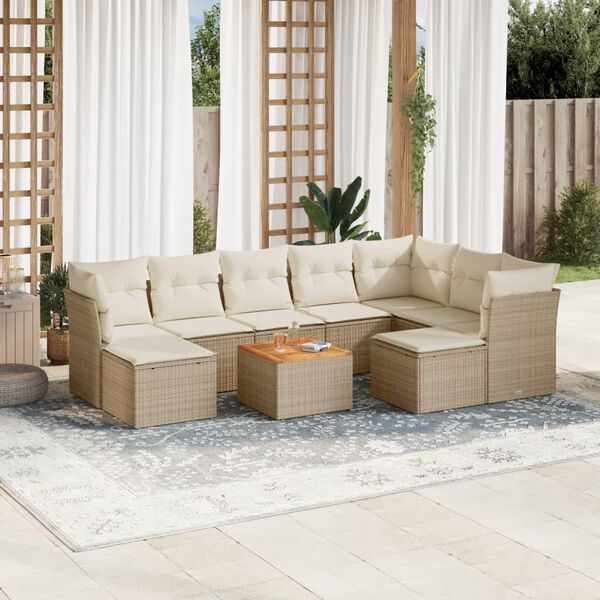 vidaXL Garden Sofa Set Beige PE rattan Large Modular Garden Sofa Set