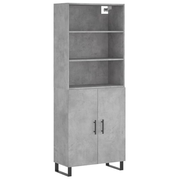vidaXL Highboard Concrete grey Engineered wood, metal 27.4x13.4x70.9 in