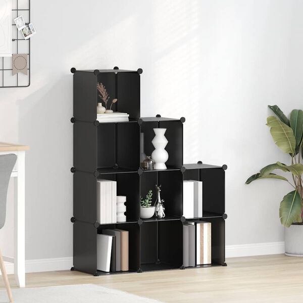 vidaXL Storage Cube Organizer Black PP Plastic, Steel Medium Lightweight