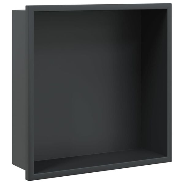 vidaXL Shower Niche Matt Black 12.6x12.6x3.5" Stainless Steel