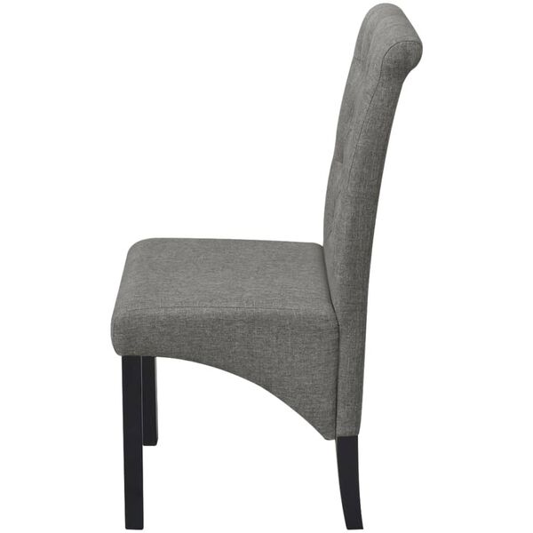 vidaXL Dining Chair Set of 2 Light Grey Polyester, Rubber wood Standard