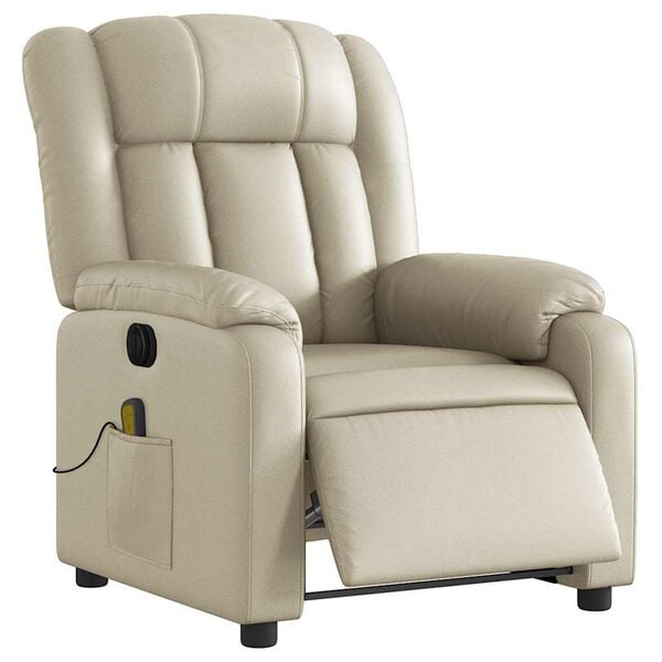 vidaXL Electric Massage Recliner Chair Cream Faux Leather