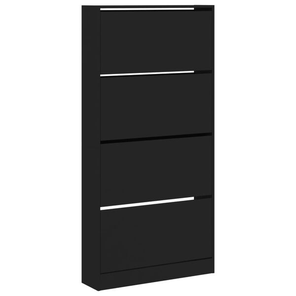 vidaXL Shoe Cabinet Black Engineered wood Tall Shoe Cabinet