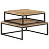 vidaXL Coffee Table Set of 2 Natural Mango Wood, Black