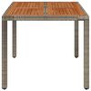 vidaXL Garden Table With Wooden Top Grey, Natural Wood Poly Rattan
