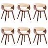 vidaXL Dining Chair Set of 6 Cream and brown Faux leather, bent wood