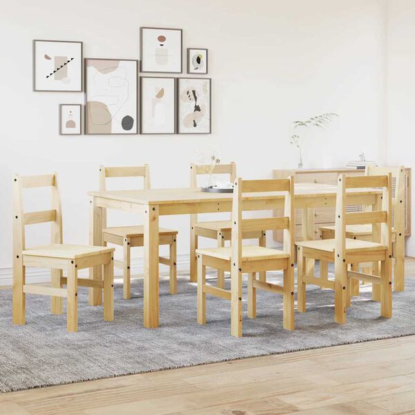 vidaXL Dining Set Honey wax finish Solid Pine Wood Large Simple