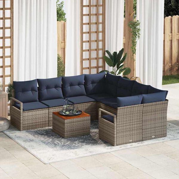 vidaXL Garden Sofa Set with Cushion pcs Gray Poly rattan