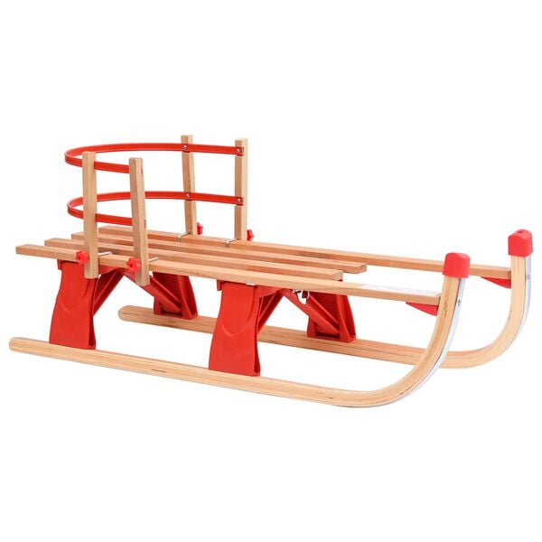 vidaXL Folding Snow Sledge with Backrest 46.9" Wood