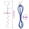 vidaXL Dog Tie Out Cable Blue Tough Steel Wire with PVC Coating