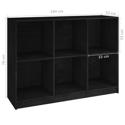 vidaXL Book Cabinet Black 40.9"x13"x29.9" Solid Wood Pine