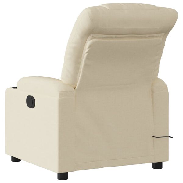 vidaXL Massage Recliner Chair Cream Fabric (100% polyester), metal, plywood