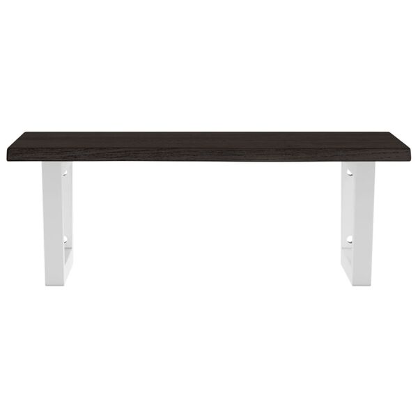vidaXL Basin Shelf Dark brown, White Solid oak wood, Steel 23.6 x 19.7 in