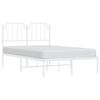 vidaXL Bed Frame White Powder-Coated Steel Double Bed Frame