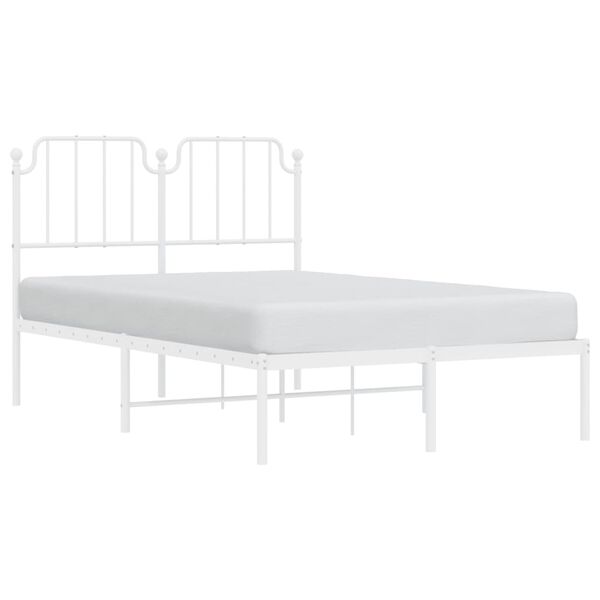 vidaXL Bed Frame White Powder-Coated Steel Double Bed Frame