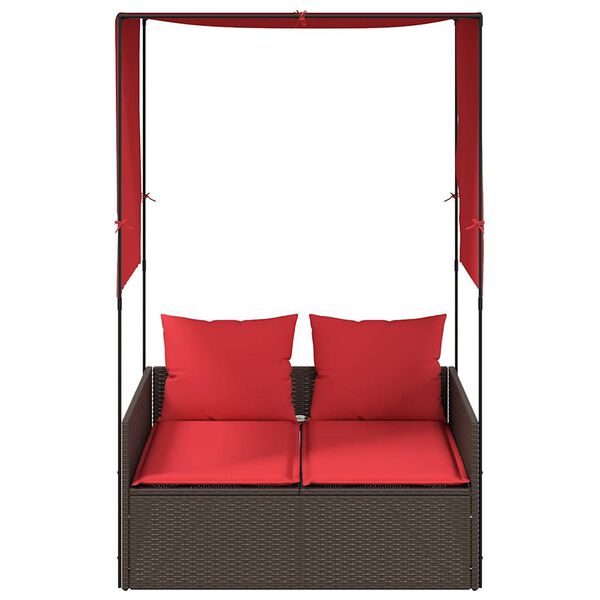 vidaXL Patio Double Sun Lounger Brown, Red