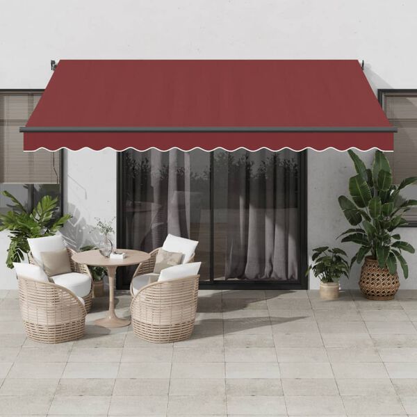vidaXL Retractable Awning Burgundy and Anthracite