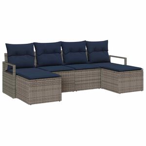 vidaXL Sofa Set 6 pcs Grey Poly Rattan