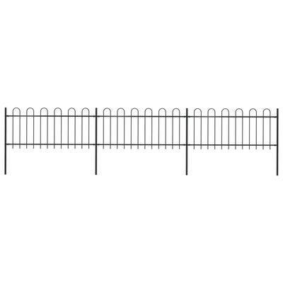 vidaXL Garden Fence with Hoop Top Steel 16.7' Black