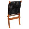 vidaXL Chair Black Genuine goat leather and solid acacia wood
