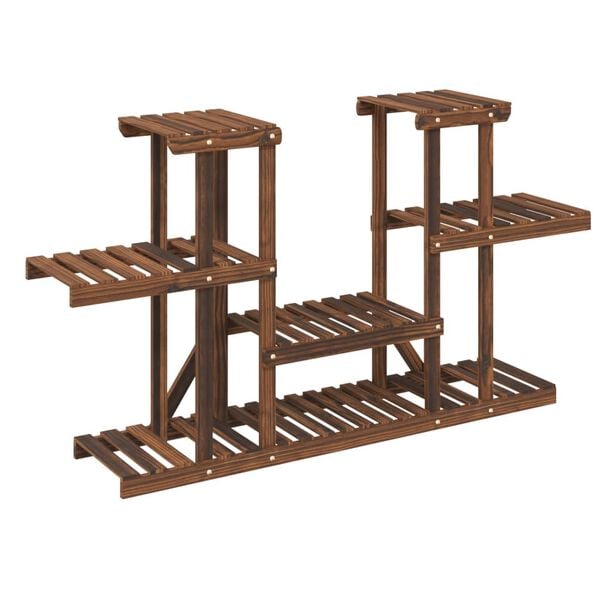 vidaXL Flower Stand Carbonised brown Carbonised solid fir wood Medium