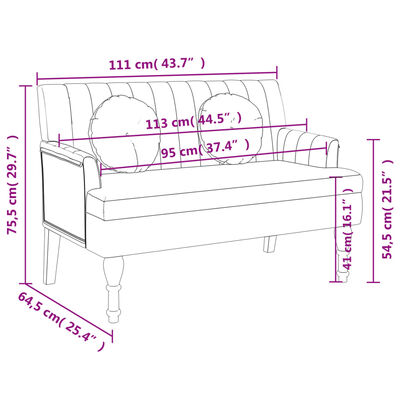 vidaXL Bench with Cushions Dark Gray 44.5"x25.4"x29.7" Fabric