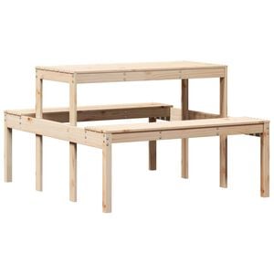 vidaXL Picnic Table Natural Solid Pine Wood Medium Seats Many