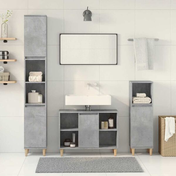 vidaXL Bathroom Furniture Set Concrete Grey