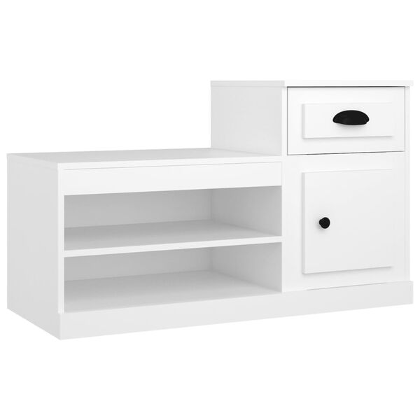 vidaXL Shoe Cabinet White Engineered Wood 39.4 x 16.5 x 23.6 in