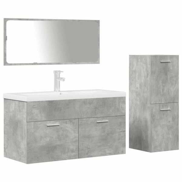 vidaXL Bathroom Furniture Set Concrete Grey, White