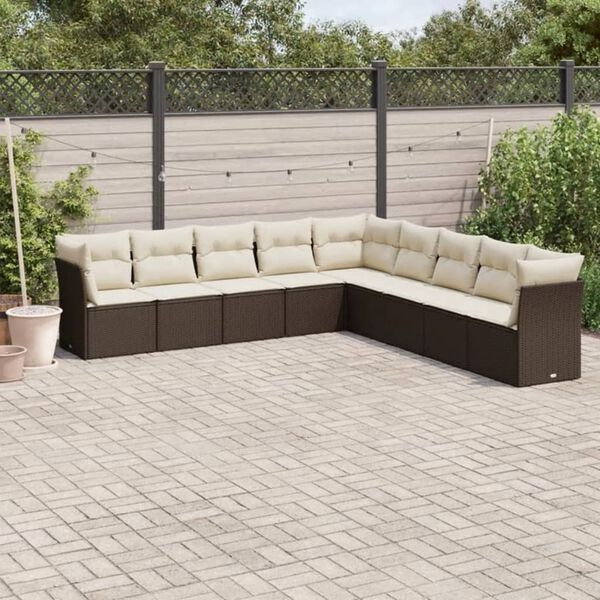 vidaXL Garden Sofa Set Brown and Cream White