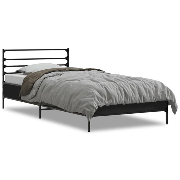 vidaXL Bed Frame Black Engineered Wood Small Single Durable Bed Frame