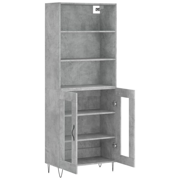 vidaXL Highboard Concrete grey Engineered wood, metal