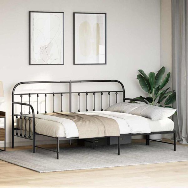vidaXL Daybed Frame with Headboard Black 31.5" x 78.7" Steel