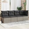 vidaXL Garden Sofa Grey PE rattan, powder-coated steel, polyester 4-seater