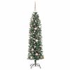 vidaXL Artificial Slim Christmas Tree Green and White 59.06 in