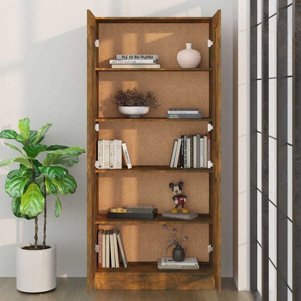 vidaXL Book Cabinet Smoked Oak Engineered Wood Standard Book Cabinet